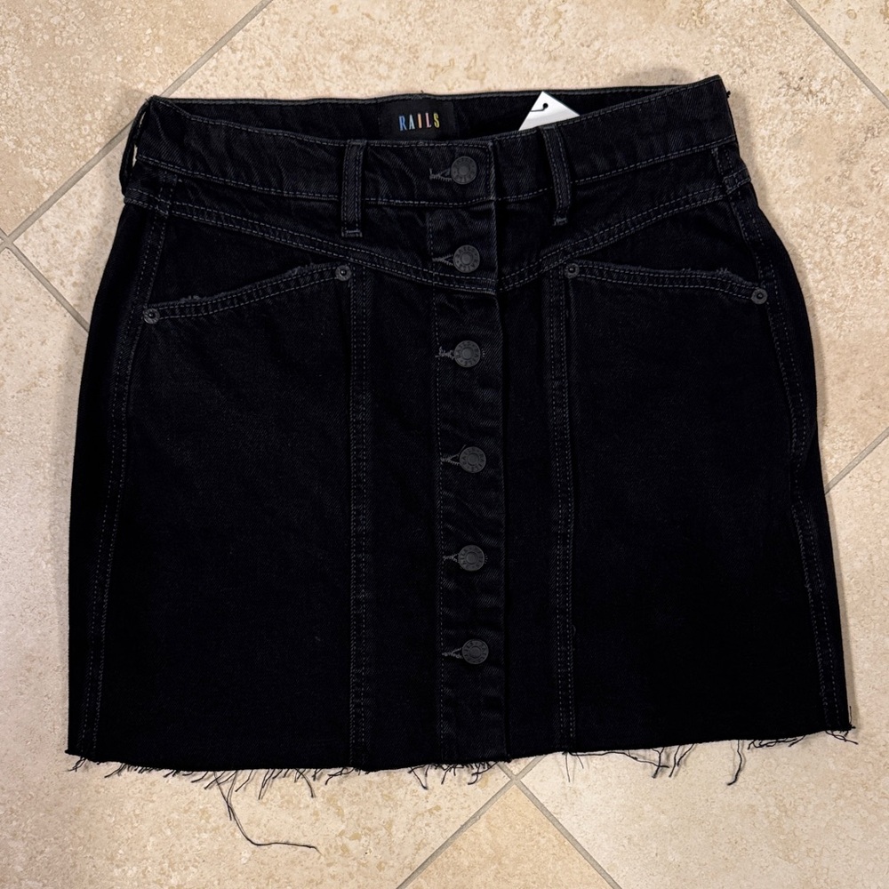 Rails Black Button-Front Mini Skirt